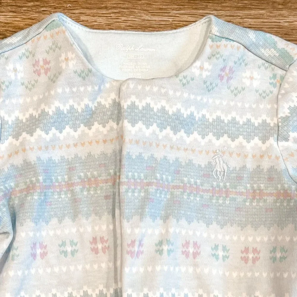 Ralph Lauren Fair Isle Print Footie, Size 9M